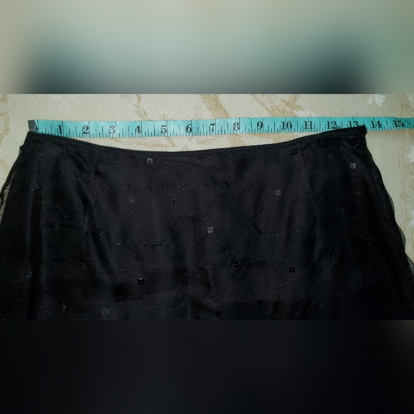 GIORGIO ARMANI BLACK LONG SILK SEQUIN MAXI SKIRT WITH SLIT - Picture 10 of 14